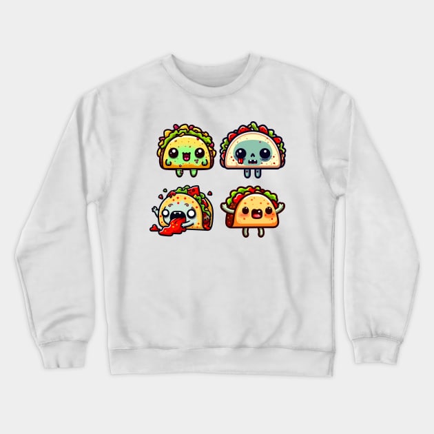 Funny Cute Kawaii Zombie Taco Crewneck Sweatshirt by hippohost